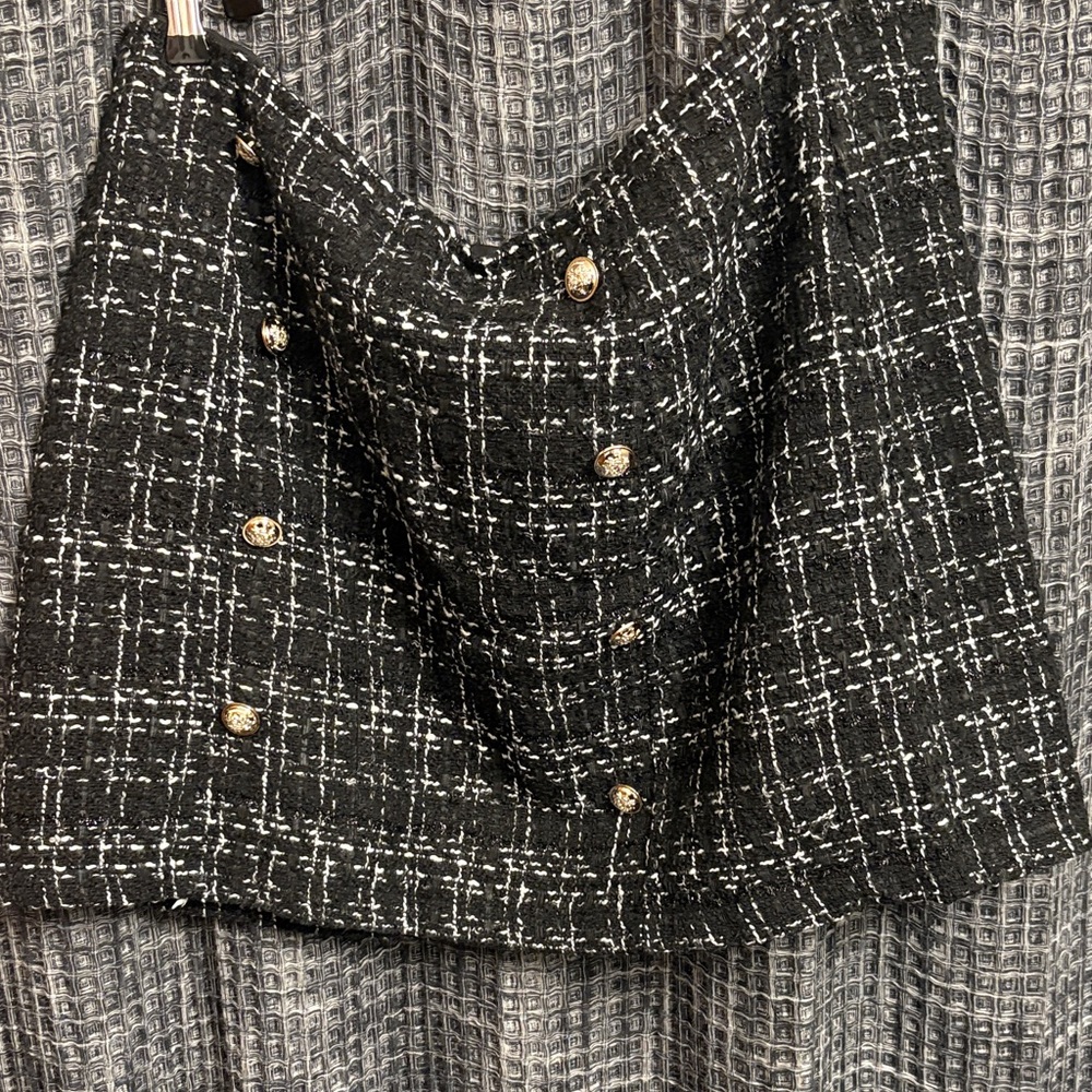 SHEIN Black and White Tweed Mini Skirt